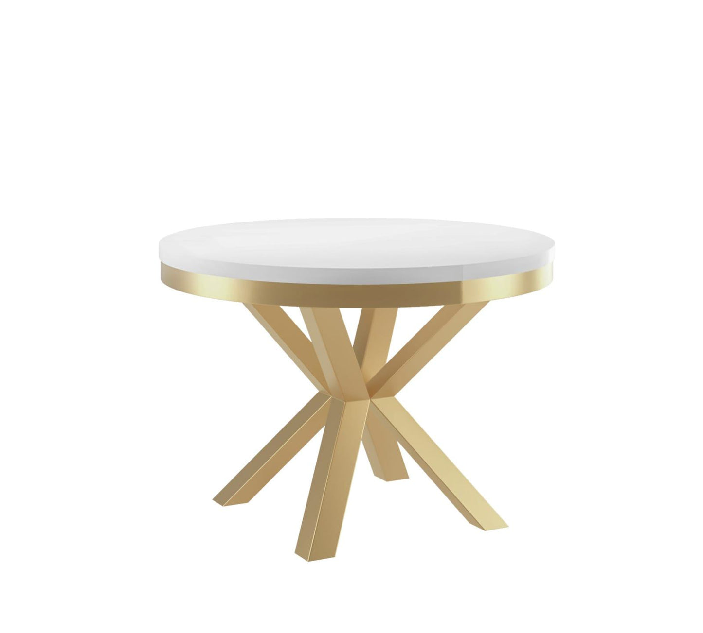 Extendable Dining Table NARVIC 100 Gold/Arctic White