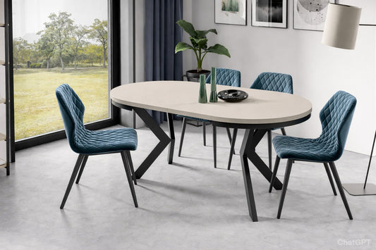 Extendable Dining Table EDDER 90 Black/Cashmere