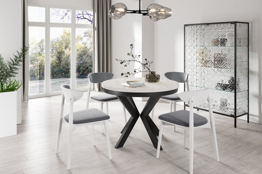 Extendable Dining Table EDDER 90 Black/Cashmere